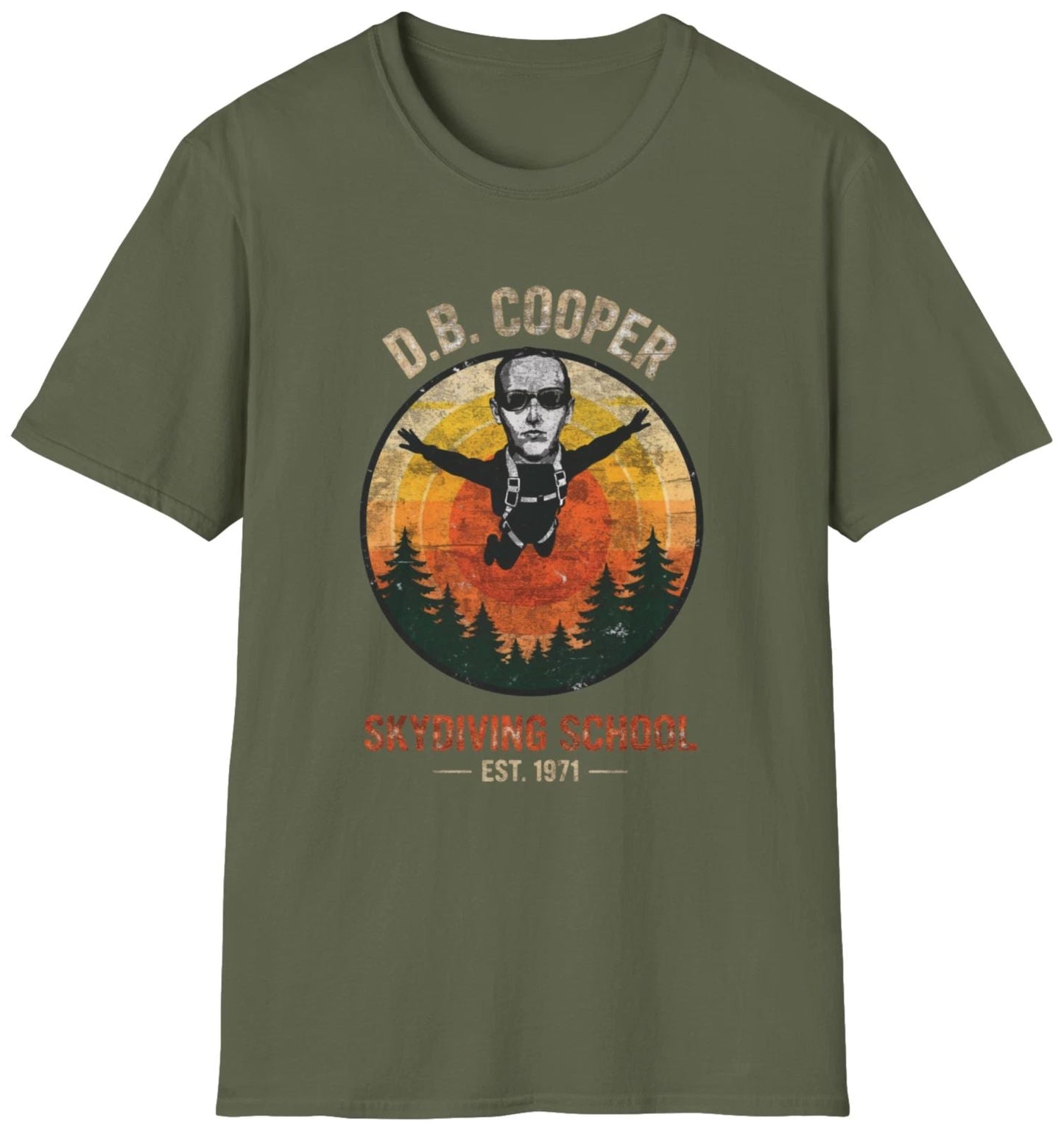 D.B. Cooper Vintage Skydiving School T-Shirt | DB Cooper Shirt | Softstyle Tee Unisex T-shirt, Sweatshirt, Hoodie, Long Sleeve Tee - T-Shirt, Sweatshirt, Hoodie