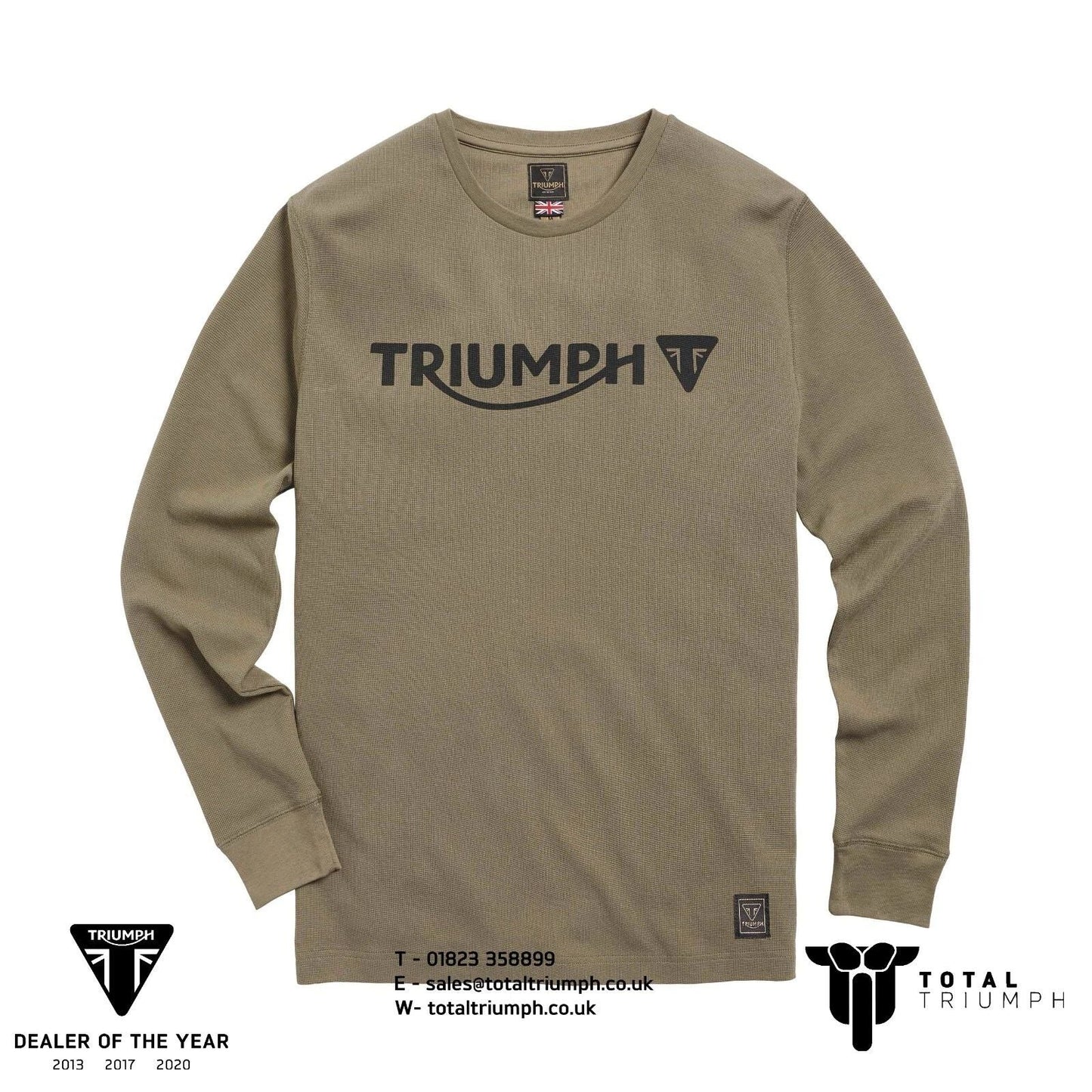 GENUINE Triumph Motorcycles Bettmann Long Sleeve Logo T-Shirt Khaki Green NEW Unisex T-shirt, Sweatshirt, Hoodie, Long Sleeve Tee - T-Shirt, Sweatshirt, Hoodie