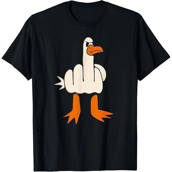 Funny Goose Middle Finger Shirt Rude Goose Graphic Tee Retro Black T-Shirt Unisex T-shirt, Sweatshirt, Hoodie, Long Sleeve Tee - T-Shirt, Sweatshirt, Hoodie