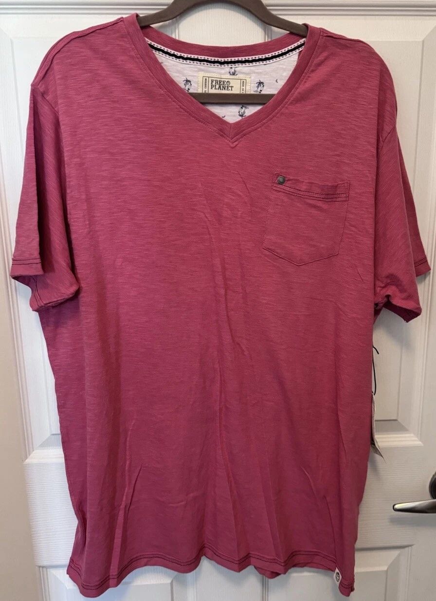 FREE PLANET Men's Sz XL T-Shirt T Pocket Crew Neck Ruby Short Sleeve NWT Unisex T-shirt, Sweatshirt, Hoodie, Long Sleeve Tee - T-Shirt, Sweatshirt, Hoodie