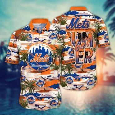 New York Mets Summer Vibers Hawaiian Shirt Unisex T-shirt, Sweatshirt, Hoodie, Long Sleeve Tee - T-Shirt, Sweatshirt, Hoodie
