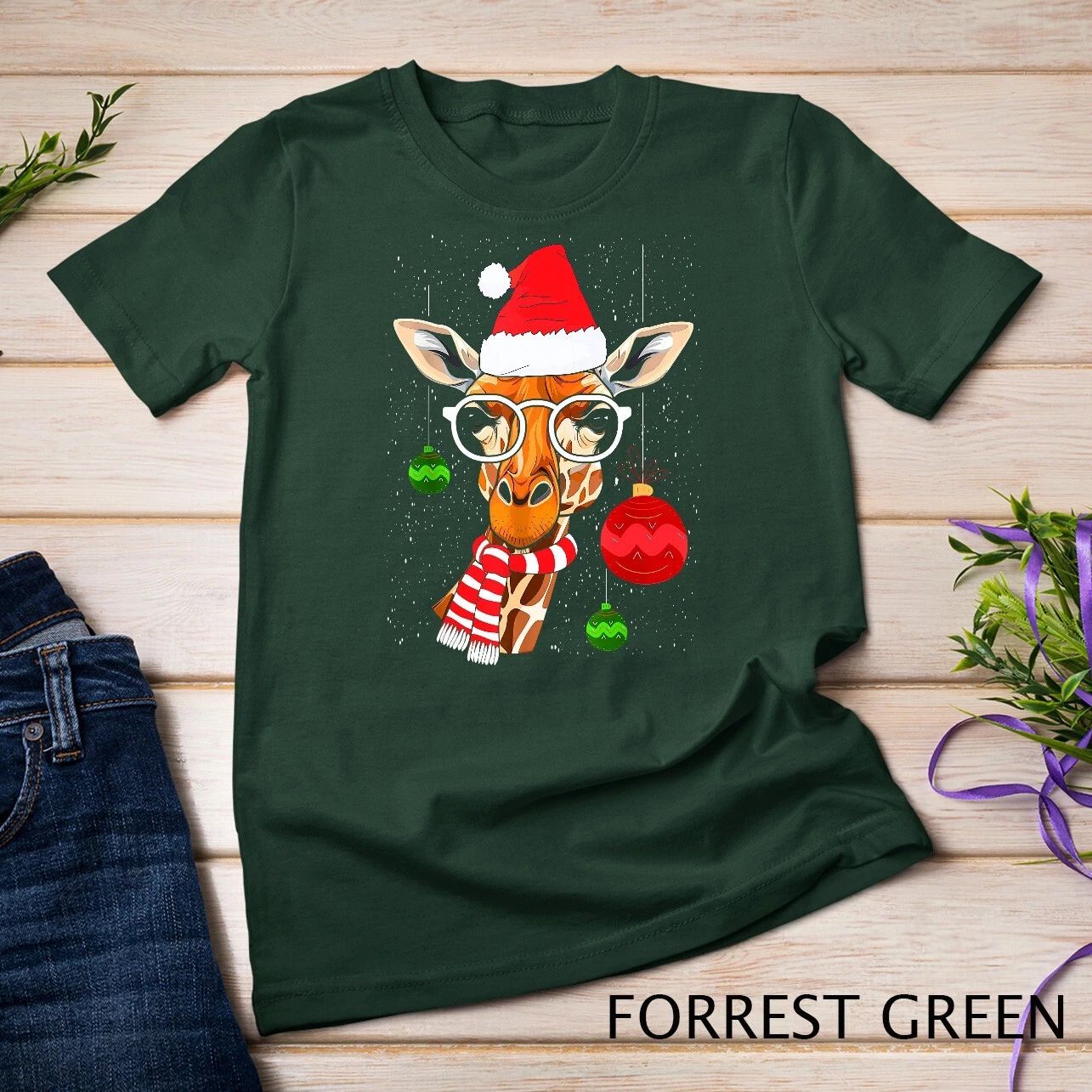 Funny Christmas Giraffe, Cute Giraffe Christmas T-Shirt Unisex T-shirt Unisex T-shirt, Sweatshirt, Hoodie, Long Sleeve Tee - T-Shirt, Sweatshirt, Hoodie