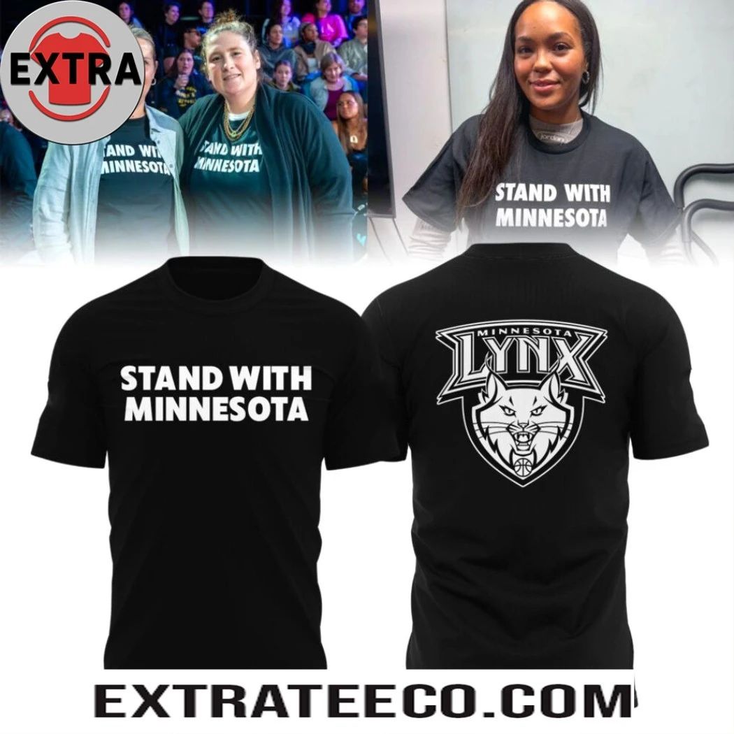 Stand With Minnesota Lynx Logo Two Sided T-Shirt Unisex T-shirt, Sweatshirt, Hoodie, Long Sleeve Tee - T-Shirt, Sweatshirt, Hoodie