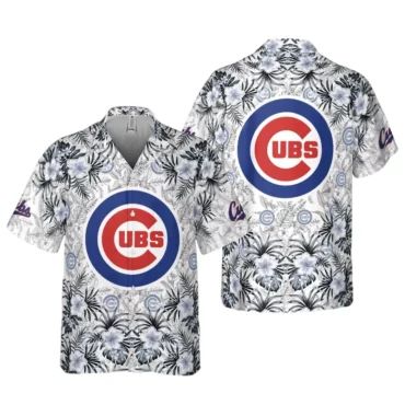 Chicago Cubs Monochrome Tropical Hawaiian Shirt Unisex T-shirt, Sweatshirt, Hoodie, Long Sleeve Tee - T-Shirt, Sweatshirt, Hoodie