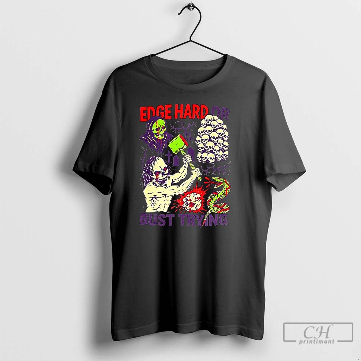 Premium Edge Hard Or Bust Trying Horror T Shirts Unisex T-shirt, Sweatshirt, Hoodie, Long Sleeve Tee - T-Shirt, Sweatshirt, Hoodie