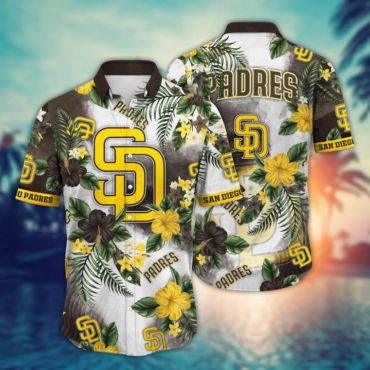 San Diego Padres Paradise Bloom Hawaiian Shirt Unisex T-shirt, Sweatshirt, Hoodie, Long Sleeve Tee - T-Shirt, Sweatshirt, Hoodie