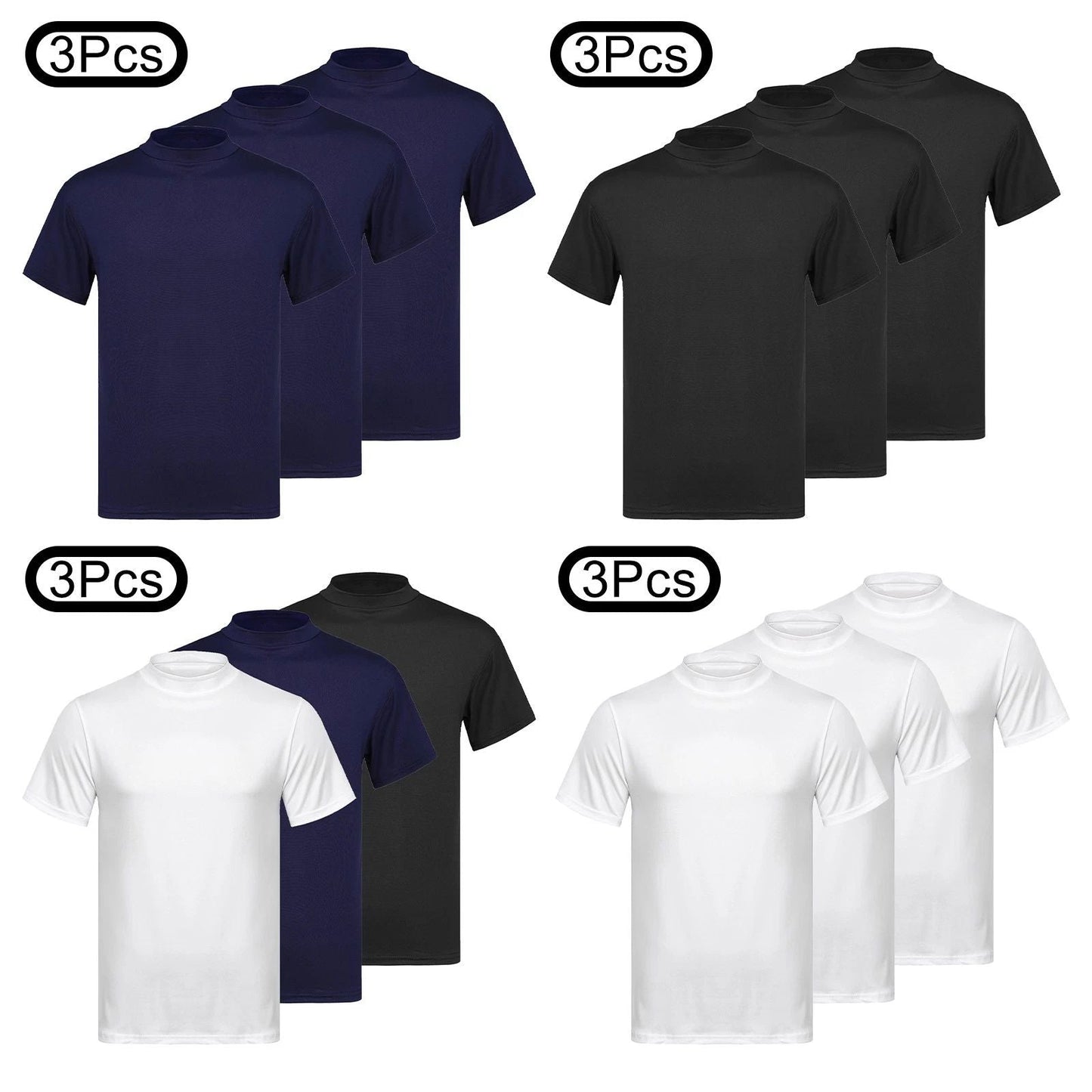 Mens T-shirt Plain Tops Running Undershirt Basic Mock Neck Cotton Fashion Poly Unisex T-shirt, Sweatshirt, Hoodie, Long Sleeve Tee - T-Shirt, Sweatshirt, Hoodie