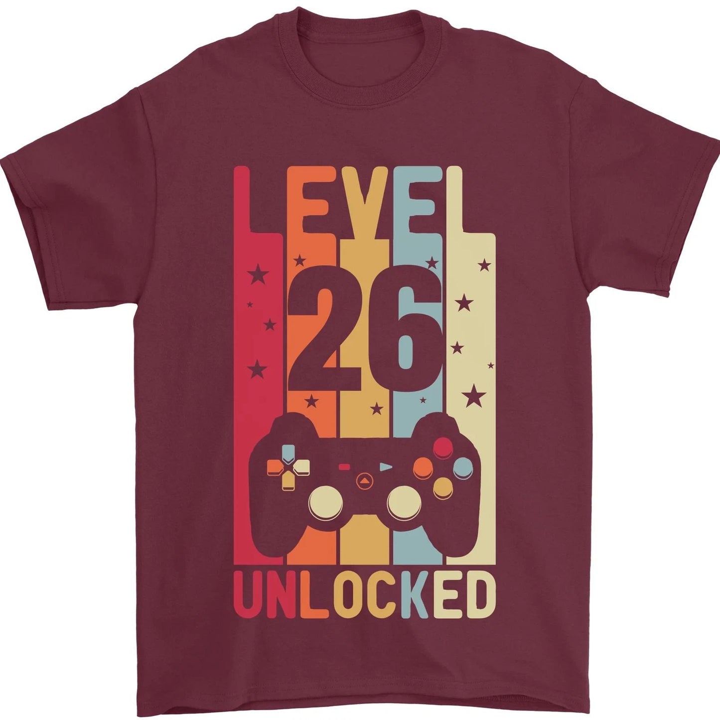 26th Birthday 26 Year Old Level Up Gamming Mens T-Shirt 100% Cotton Unisex T-shirt, Sweatshirt, Hoodie, Long Sleeve Tee - T-Shirt, Sweatshirt, Hoodie