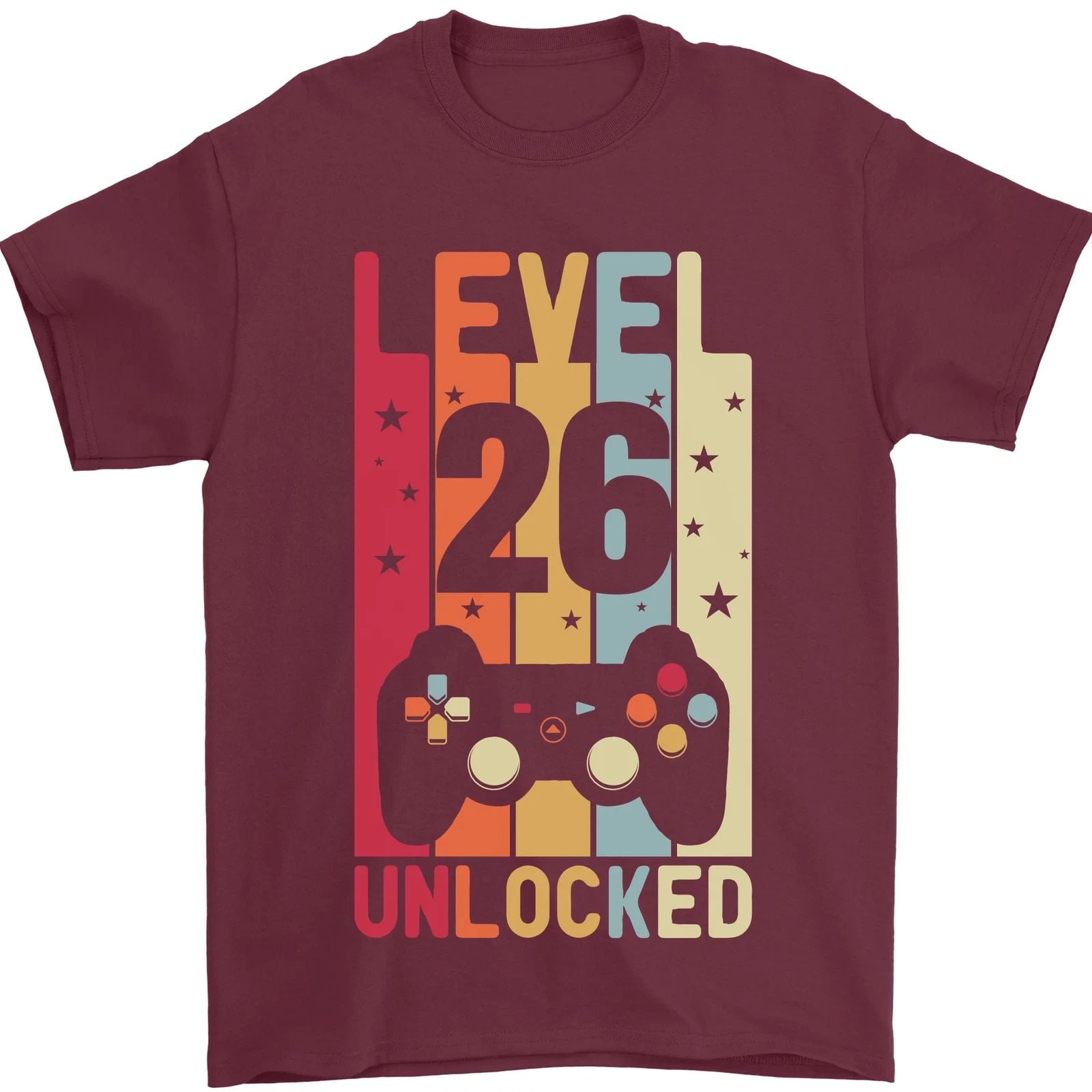26th Birthday 26 Year Old Level Up Gamming Mens T-Shirt 100% Cotton Unisex T-shirt, Sweatshirt, Hoodie, Long Sleeve Tee - T-Shirt, Sweatshirt, Hoodie