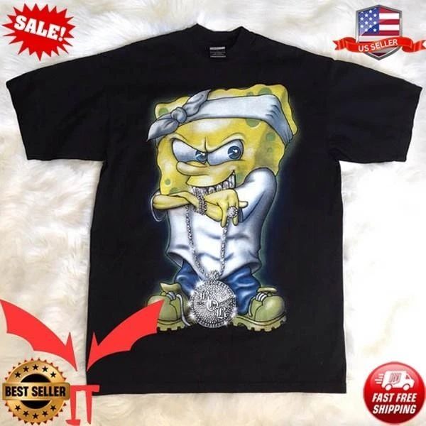 Spongebob Gangster T-Shirt Rich Spongebob Funny Tee Shirt T-Shirt Sizes S-5XL Unisex T-shirt, Sweatshirt, Hoodie, Long Sleeve Tee - T-Shirt, Sweatshirt, Hoodie