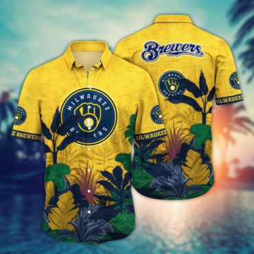 Milwaukee Brewers Tropical Triumph Hawaiian Shirt Unisex T-shirt, Sweatshirt, Hoodie, Long Sleeve Tee - T-Shirt, Sweatshirt, Hoodie