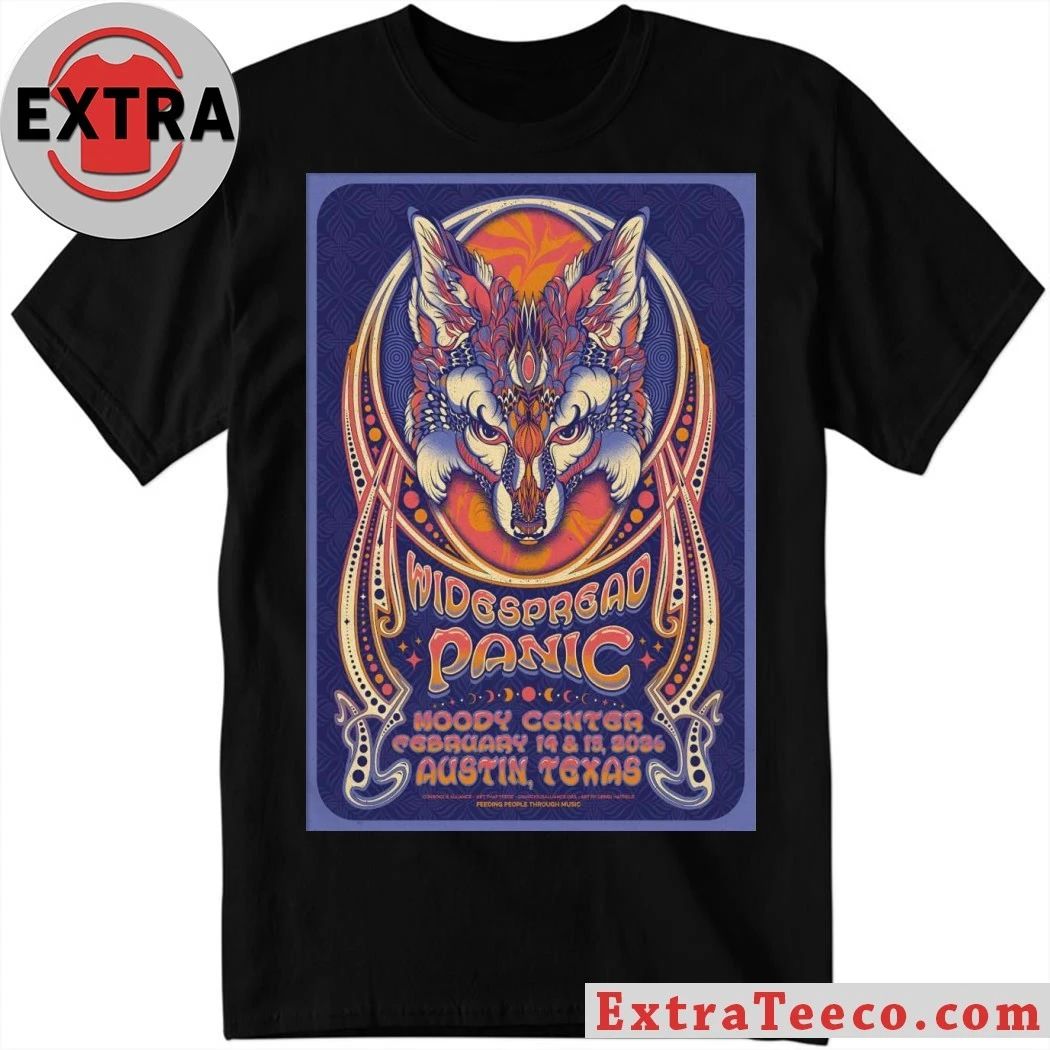 Original Widespread Panic Austin TX On Feb 14-15 2026 Tour Poster Shirt Unisex T-shirt, Sweatshirt, Hoodie, Long Sleeve Tee - T-Shirt, Sweatshirt, Hoodie
