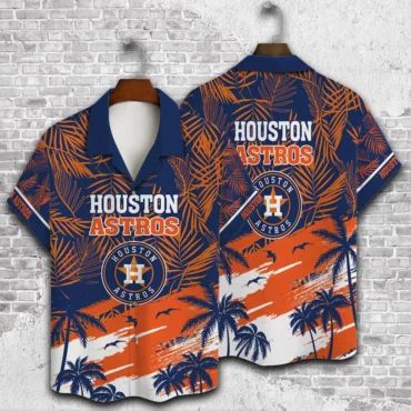 Houston Astros Tropical Sunset Blue And Orange Hawaiian Shirt Unisex T-shirt, Sweatshirt, Hoodie, Long Sleeve Tee - T-Shirt, Sweatshirt, Hoodie