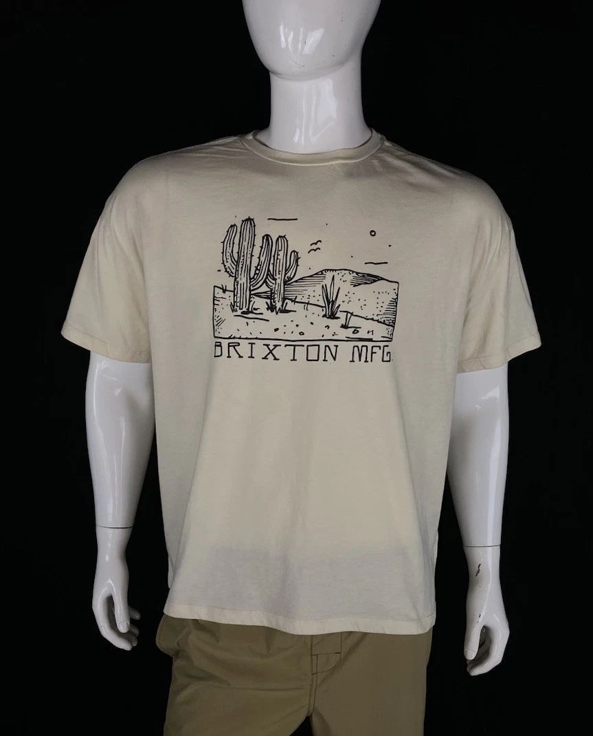 Brixton Mfg. Cactus Graphic Ivory T Shirt, A Grade, Men's Size Medium, Wide Unisex T-shirt, Sweatshirt, Hoodie, Long Sleeve Tee - T-Shirt, Sweatshirt, Hoodie