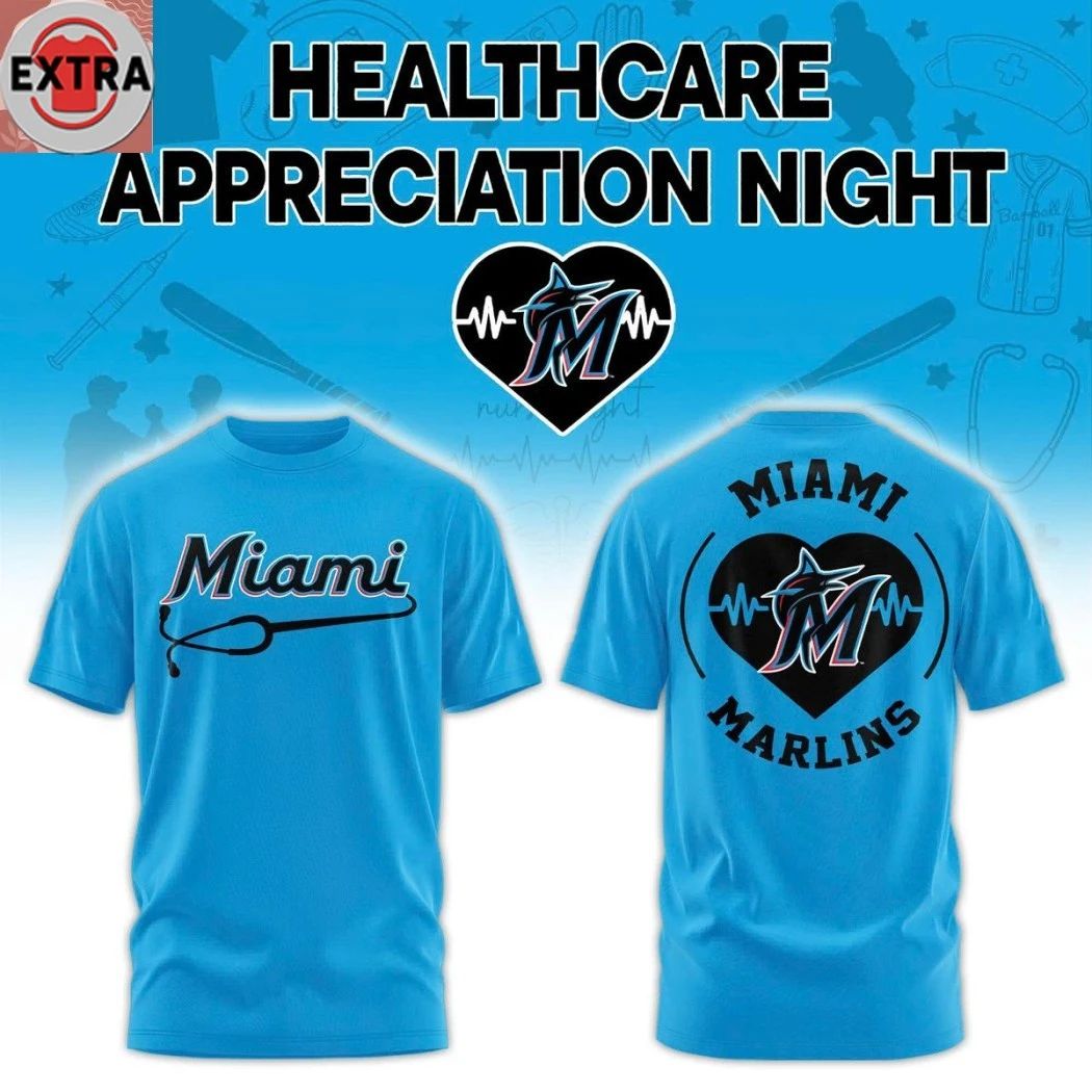 Miami Marlins x Healthcare Appreciation 2026 Logo Two Sided T-Shirt  Perfect Gift for Men & Women - T-Shirt, Sweatshirt, Hoodie