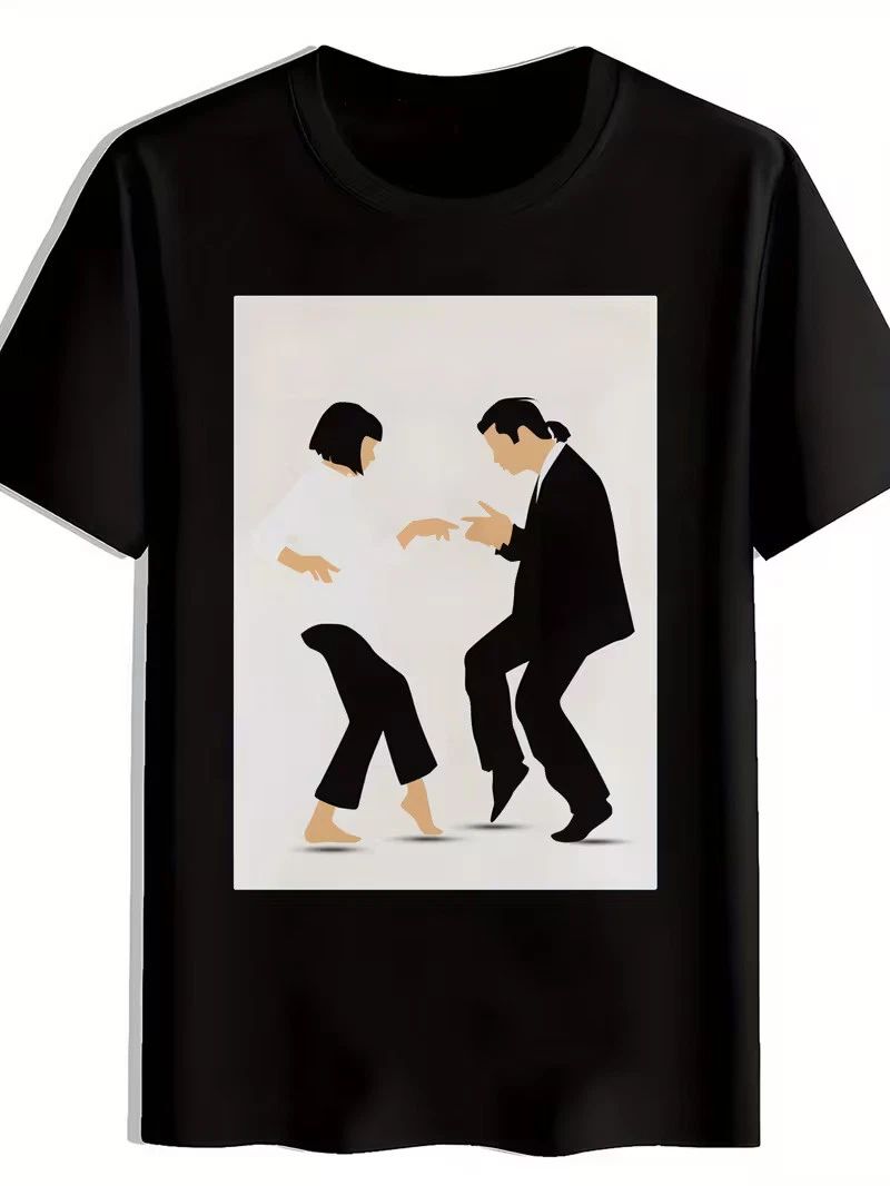 Men'S Black "Pulp Fiction" Graphic T-Shirt - Casual Crew Neck, Short Sleeve, Pol Unisex T-shirt, Sweatshirt, Hoodie, Long Sleeve Tee - T-Shirt, Sweatshirt, Hoodie