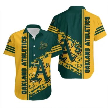 Oakland Athletics Bold Stripes Hawaiian Shirt Unisex T-shirt, Sweatshirt, Hoodie, Long Sleeve Tee - T-Shirt, Sweatshirt, Hoodie