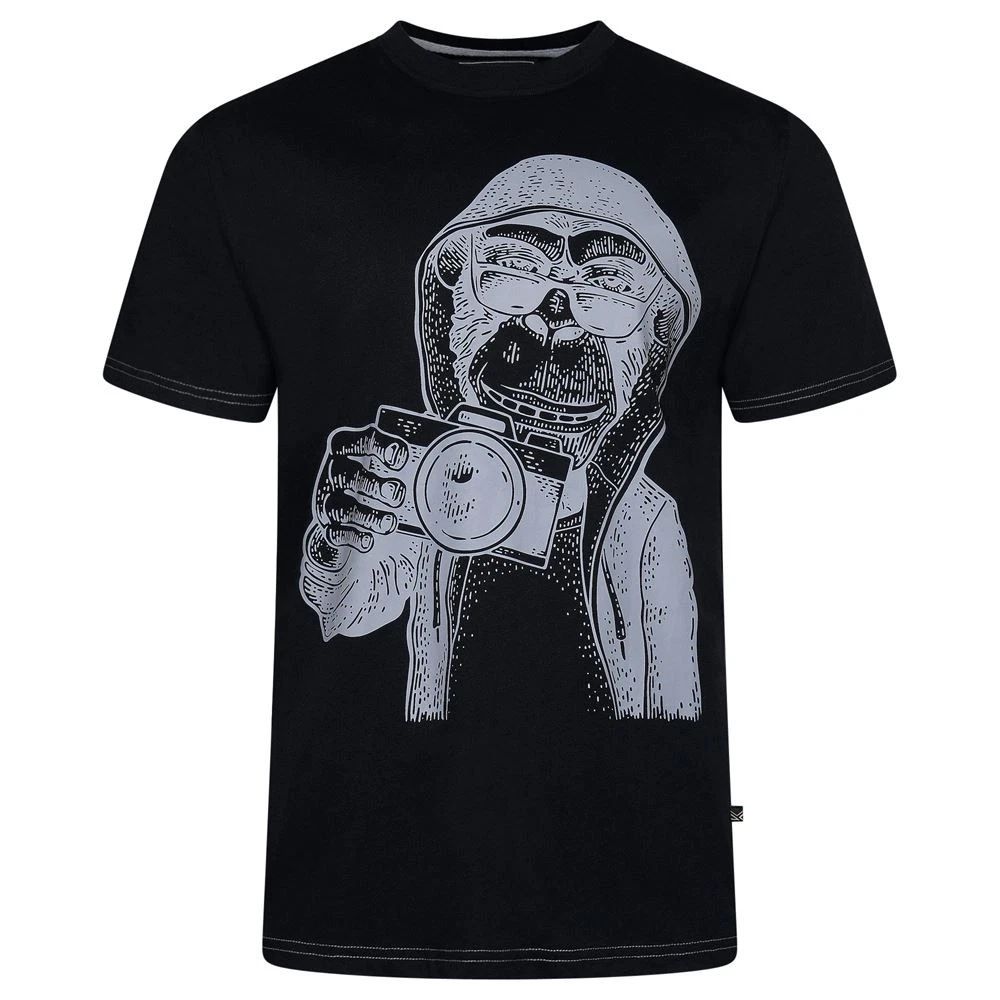 Kam Plus Size Monkey Photographer Print T-Shirt For Men in Black, 2XL-8XL Unisex T-shirt, Sweatshirt, Hoodie, Long Sleeve Tee - T-Shirt, Sweatshirt, Hoodie