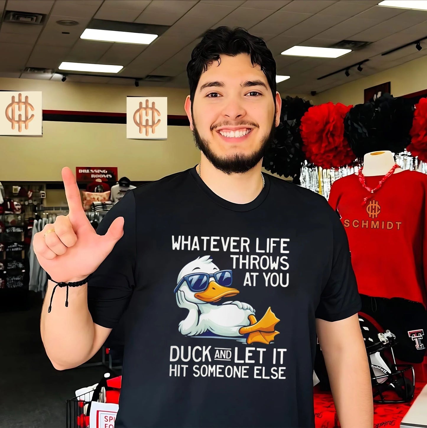 Whatever life throws at you duck and let it hit someone else cartoon duck shirt Unisex T-shirt, Sweatshirt, Hoodie, Long Sleeve Tee - T-Shirt, Sweatshirt, Hoodie