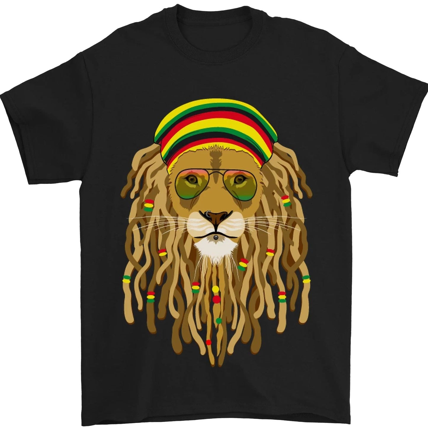 Dreadlock Rasta Lion Jamaica Jamaican Mens T-Shirt 100% Cotton Unisex T-shirt, Sweatshirt, Hoodie, Long Sleeve Tee - T-Shirt, Sweatshirt, Hoodie