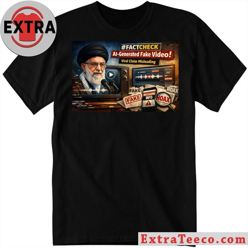 Ali Khamenei Fact Check Ai Generated Fake Video Viral Claim Misleading Shirt Unisex T-shirt, Sweatshirt, Hoodie, Long Sleeve Tee - T-Shirt, Sweatshirt, Hoodie
