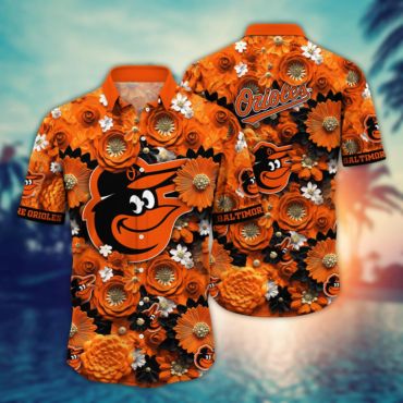 Baltimore Orioles Floral Burst Hawaiian Shirt Unisex T-shirt, Sweatshirt, Hoodie, Long Sleeve Tee - T-Shirt, Sweatshirt, Hoodie