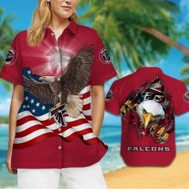 Atlanta Falcons Patriotic Eagle Hawaiian Shirt Unisex T-shirt, Sweatshirt, Hoodie, Long Sleeve Tee - T-Shirt, Sweatshirt, Hoodie