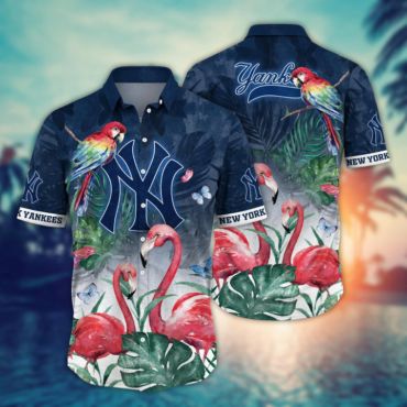 New York Yankees Tropical Birds Paradise Hawaiian Shirt Unisex T-shirt, Sweatshirt, Hoodie, Long Sleeve Tee - T-Shirt, Sweatshirt, Hoodie