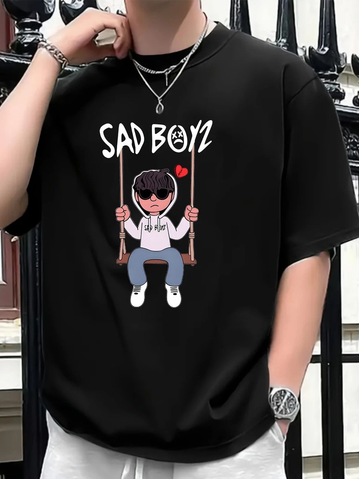 Sad Boyz Graphic T Shirt Cute Cartoon Sad Boy Streetwear Tee Unisex T-shirt, Sweatshirt, Hoodie, Long Sleeve Tee - T-Shirt, Sweatshirt, Hoodie