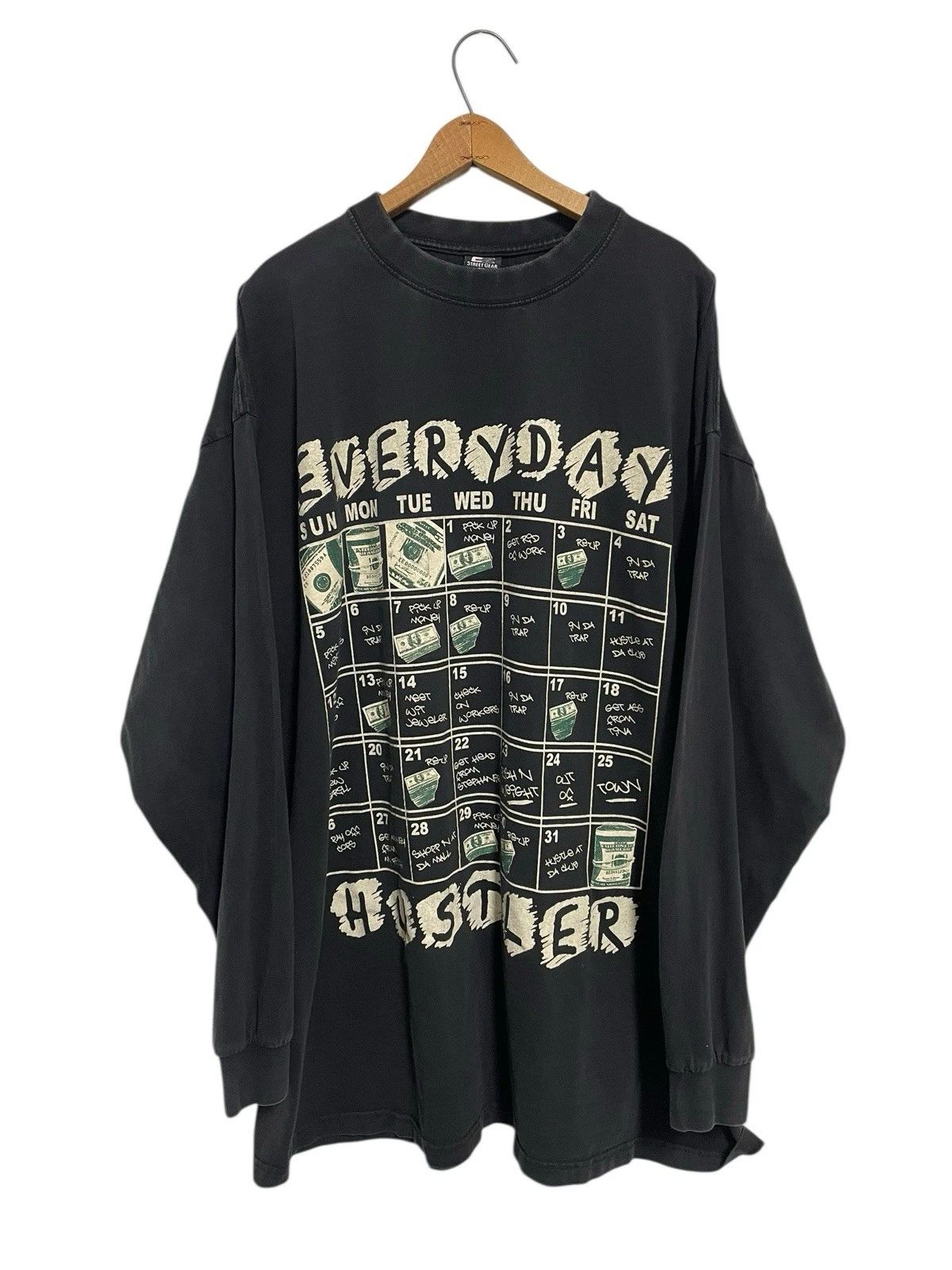 Rare VTG EZ STREET GEAR Everyday Hustler T Shirt Money Long Sleeve Mens 5XL Unisex T-shirt, Sweatshirt, Hoodie, Long Sleeve Tee - T-Shirt, Sweatshirt, Hoodie