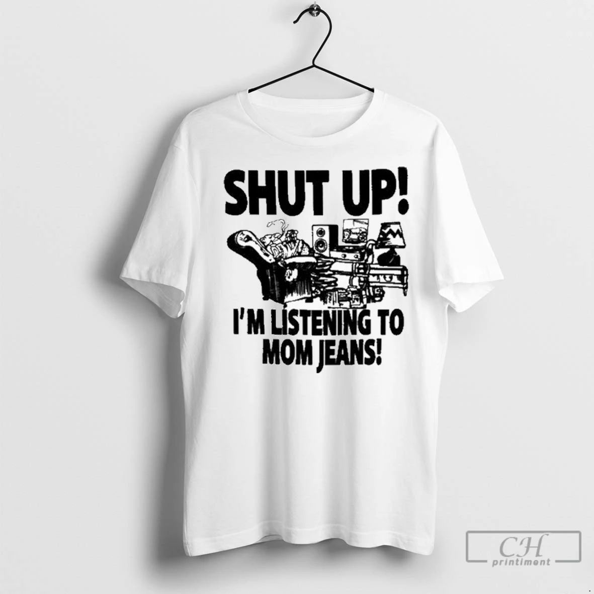 Premium Mom Jeans Shut Up Im Listening To Mj Unisex T-shirt, Sweatshirt, Hoodie, Long Sleeve Tee - T-Shirt, Sweatshirt, Hoodie