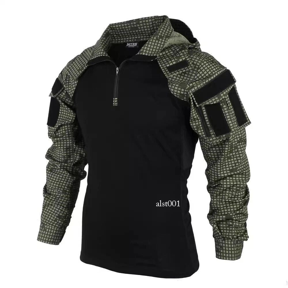Desert Night Men's Tactical Long Sleeve Shirt Combat Pullover Camouflage Hooded Unisex T-shirt, Sweatshirt, Hoodie, Long Sleeve Tee - T-Shirt, Sweatshirt, Hoodie