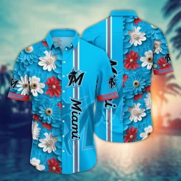 Miami Marlins Daisy Bloom Hawaiian Shirt Unisex T-shirt, Sweatshirt, Hoodie, Long Sleeve Tee - T-Shirt, Sweatshirt, Hoodie