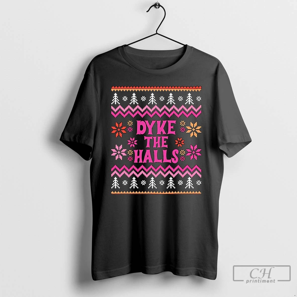 Premium Dyke The Halls Christmas Christmas T Shirts Unisex T-shirt, Sweatshirt, Hoodie, Long Sleeve Tee - T-Shirt, Sweatshirt, Hoodie