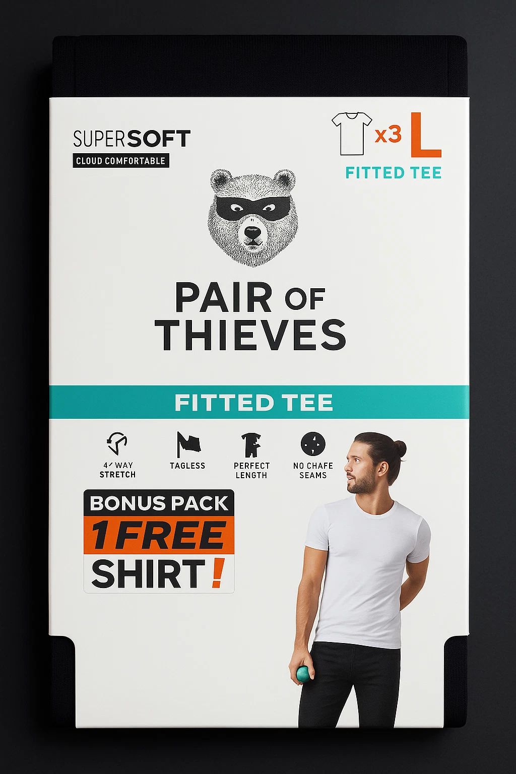 Pair of Thieves  SuperSoft Crew Neck Undershirt 3-Pack  Black - Large Unisex T-shirt, Sweatshirt, Hoodie, Long Sleeve Tee - T-Shirt, Sweatshirt, Hoodie