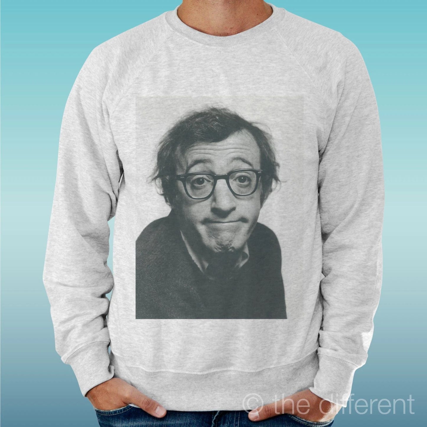 Felpa Man Light Sweater Light Grey " Woody Allen Film Movie Funny " Unisex T-shirt, Sweatshirt, Hoodie, Long Sleeve Tee - T-Shirt, Sweatshirt, Hoodie