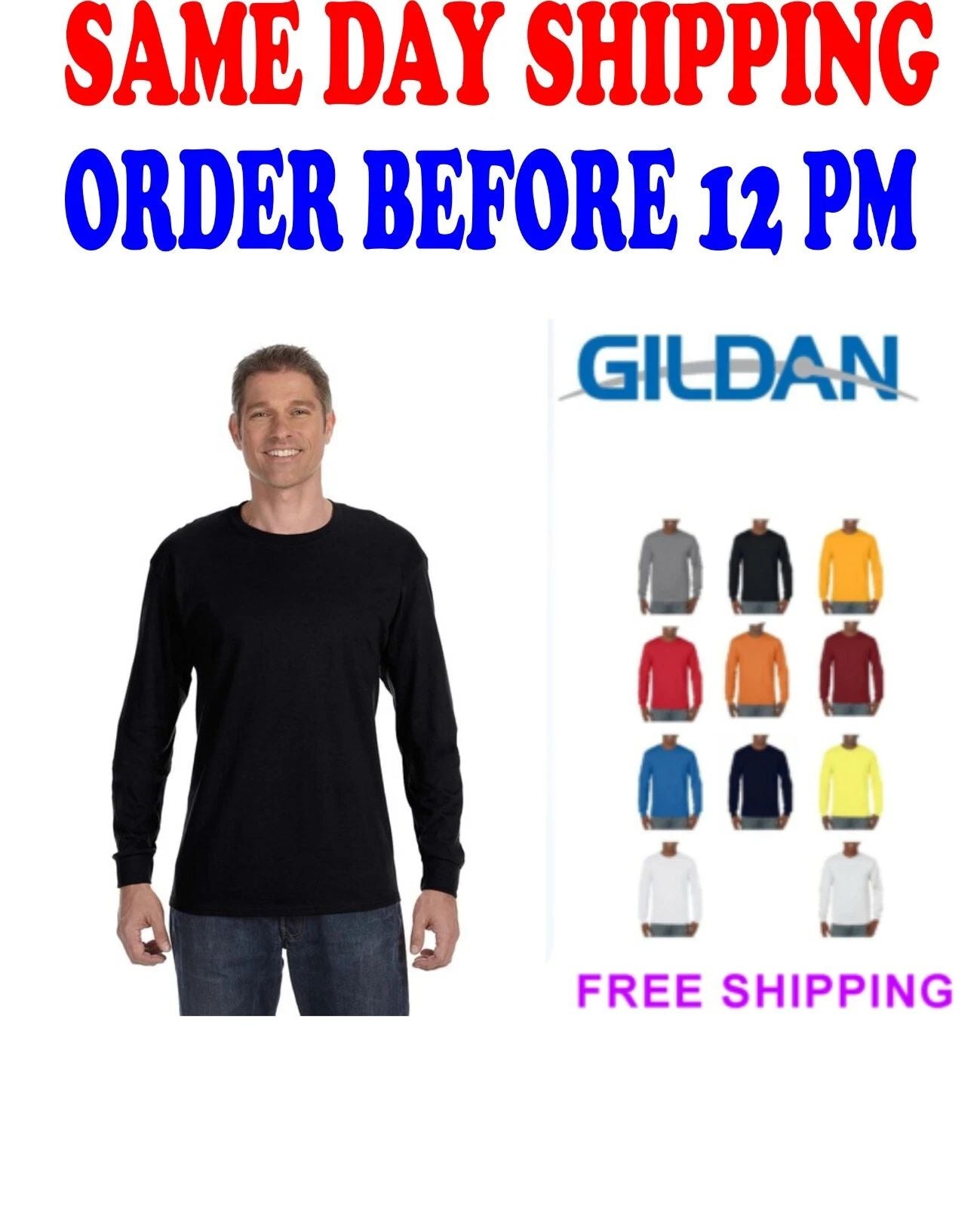Gildan Cotton Long Sleeve T Shirt Mens Blank Casual Plain Tee Sport 5400 Unisex T-shirt, Sweatshirt, Hoodie, Long Sleeve Tee - T-Shirt, Sweatshirt, Hoodie