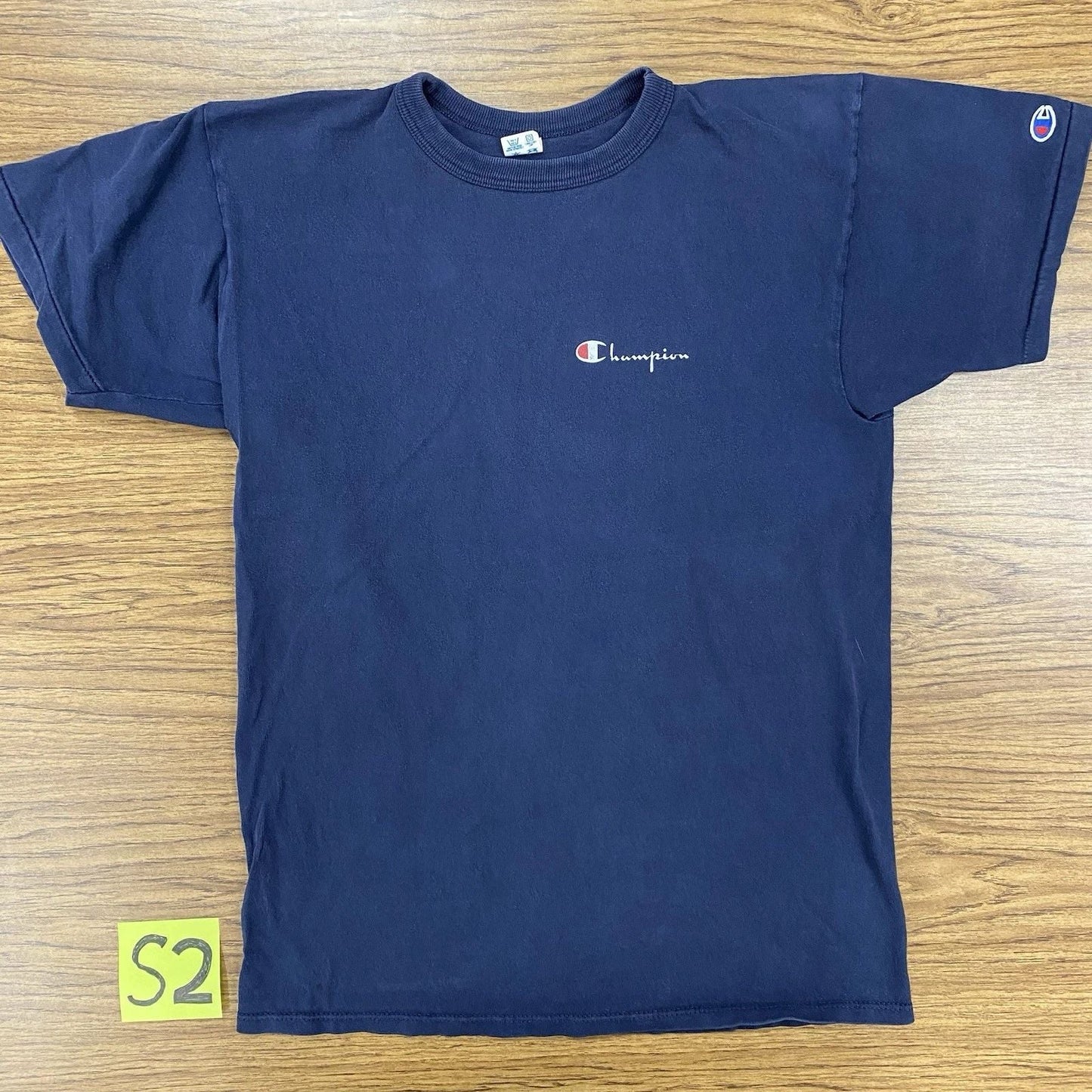Vintage 80s Mens Medium Champion Spellout Tee Shirt Single Simple Blue Rare Unisex T-shirt, Sweatshirt, Hoodie, Long Sleeve Tee - T-Shirt, Sweatshirt, Hoodie