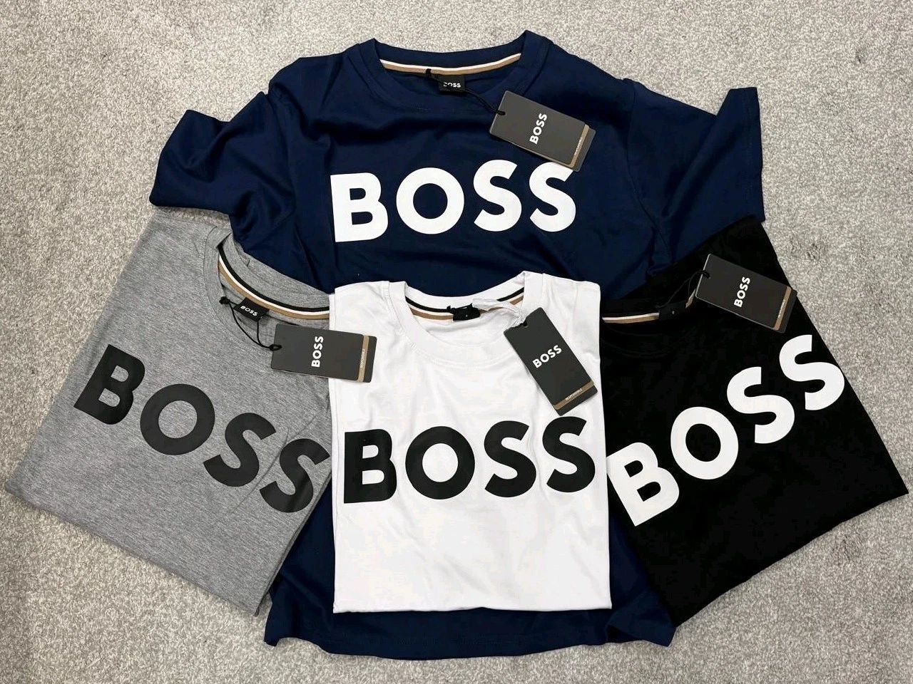 BOSS Mens Logo T-Shirt  Premium Cotton Tee  Casual Designer Style Unisex T-shirt, Sweatshirt, Hoodie, Long Sleeve Tee - T-Shirt, Sweatshirt, Hoodie