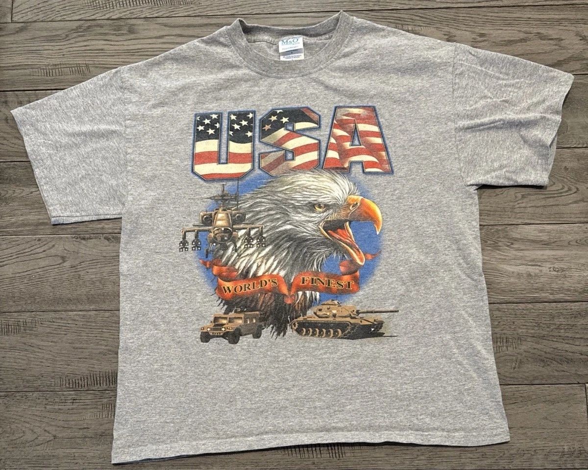 VTG Gray USA Worlds Finest Shirt Large M & O Knits Heavyweight Unisex T-shirt, Sweatshirt, Hoodie, Long Sleeve Tee - T-Shirt, Sweatshirt, Hoodie