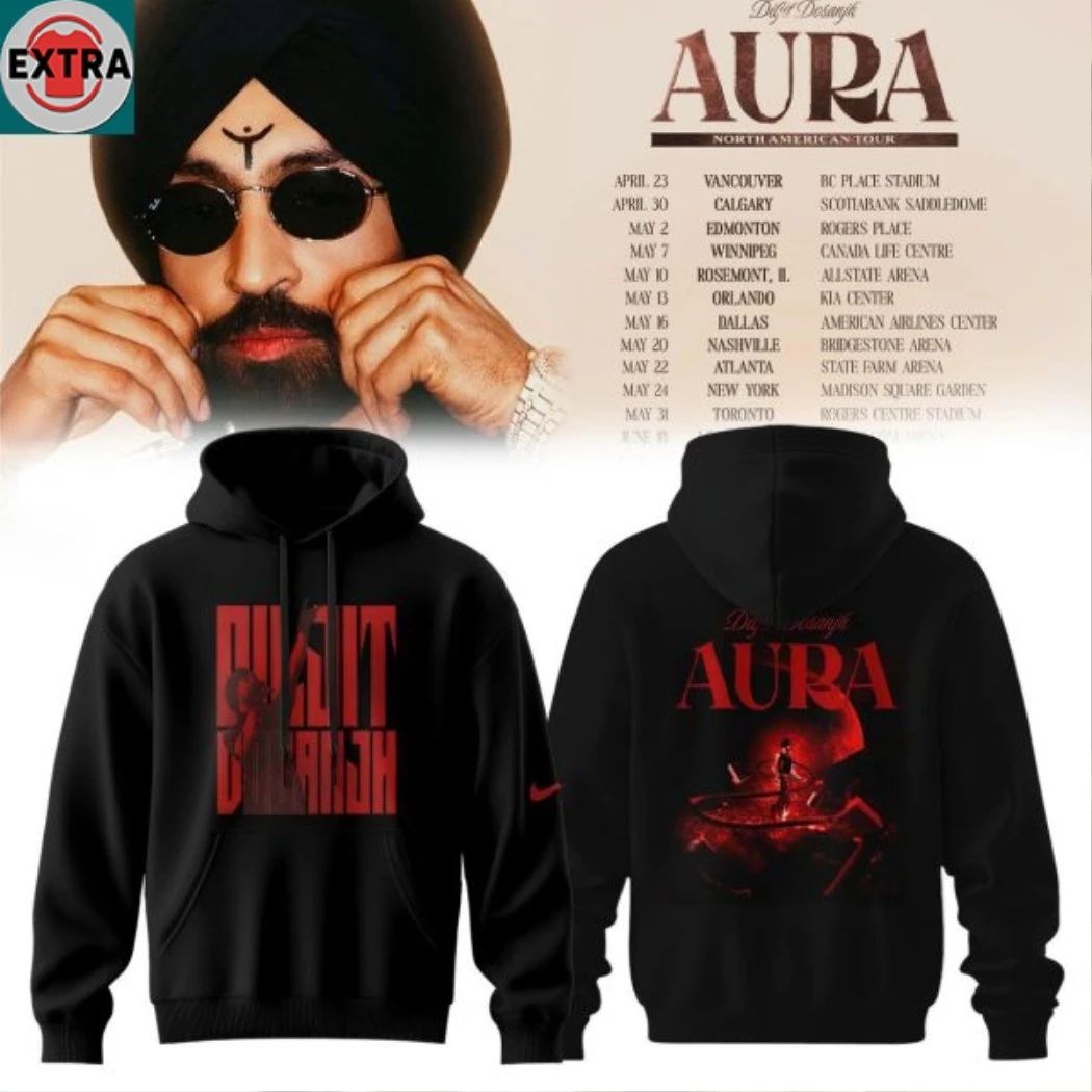 Diljit Dosanjh Aura Tour 2026 North America Hoodie T-Shirt Unisex T-shirt, Sweatshirt, Hoodie, Long Sleeve Tee - T-Shirt, Sweatshirt, Hoodie