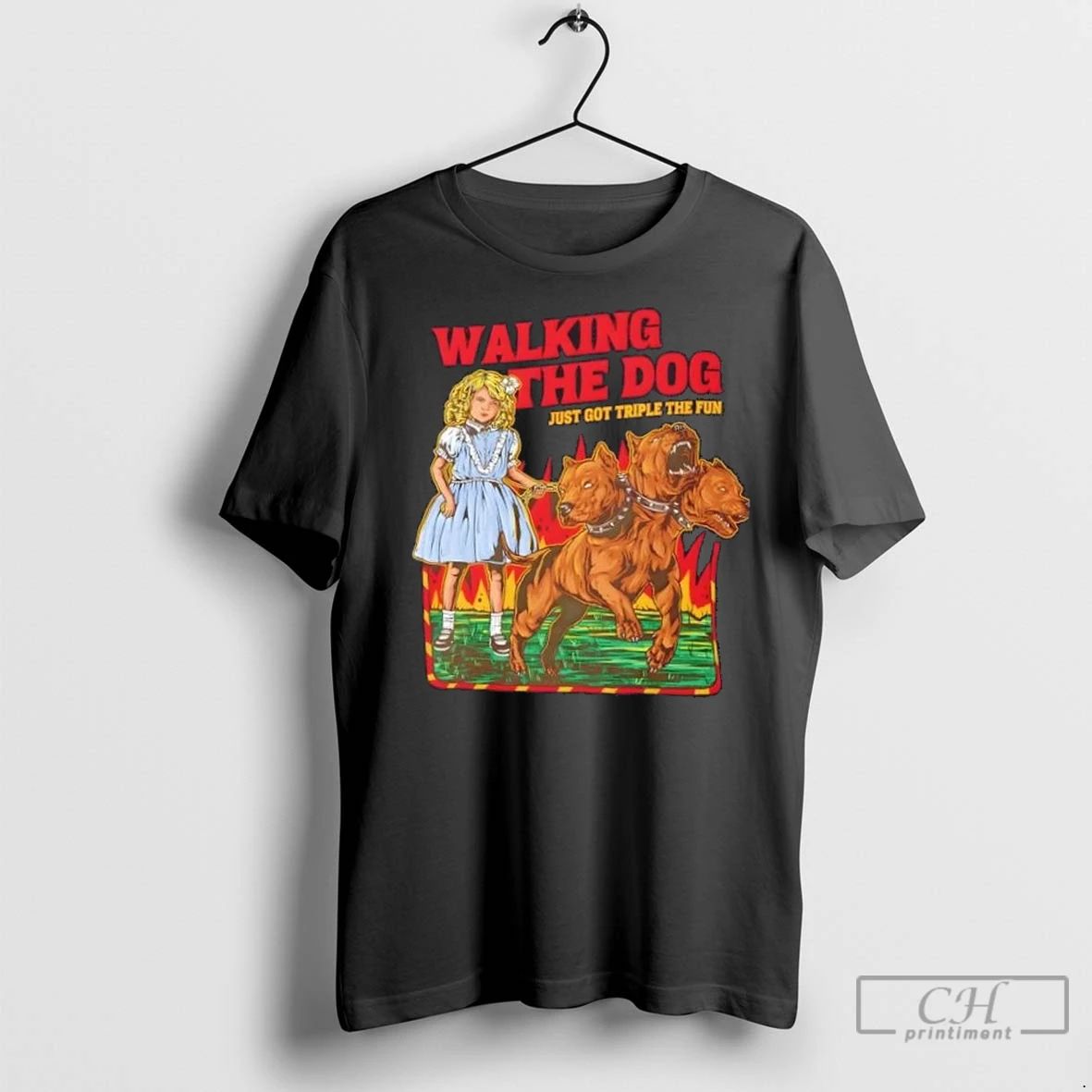 Premium Walking The Dog Triple Fun Unisex T-shirt, Sweatshirt, Hoodie, Long Sleeve Tee - T-Shirt, Sweatshirt, Hoodie