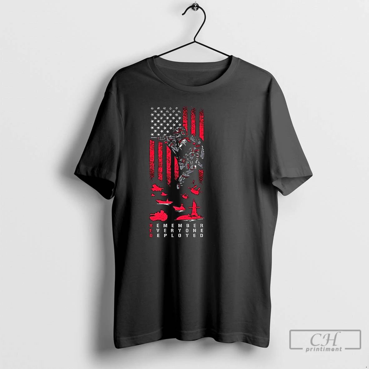 Premium Red Friday Full Soldier Remember Everyone Deployed Flag T Shirts Unisex T-shirt, Sweatshirt, Hoodie, Long Sleeve Tee - T-Shirt, Sweatshirt, Hoodie