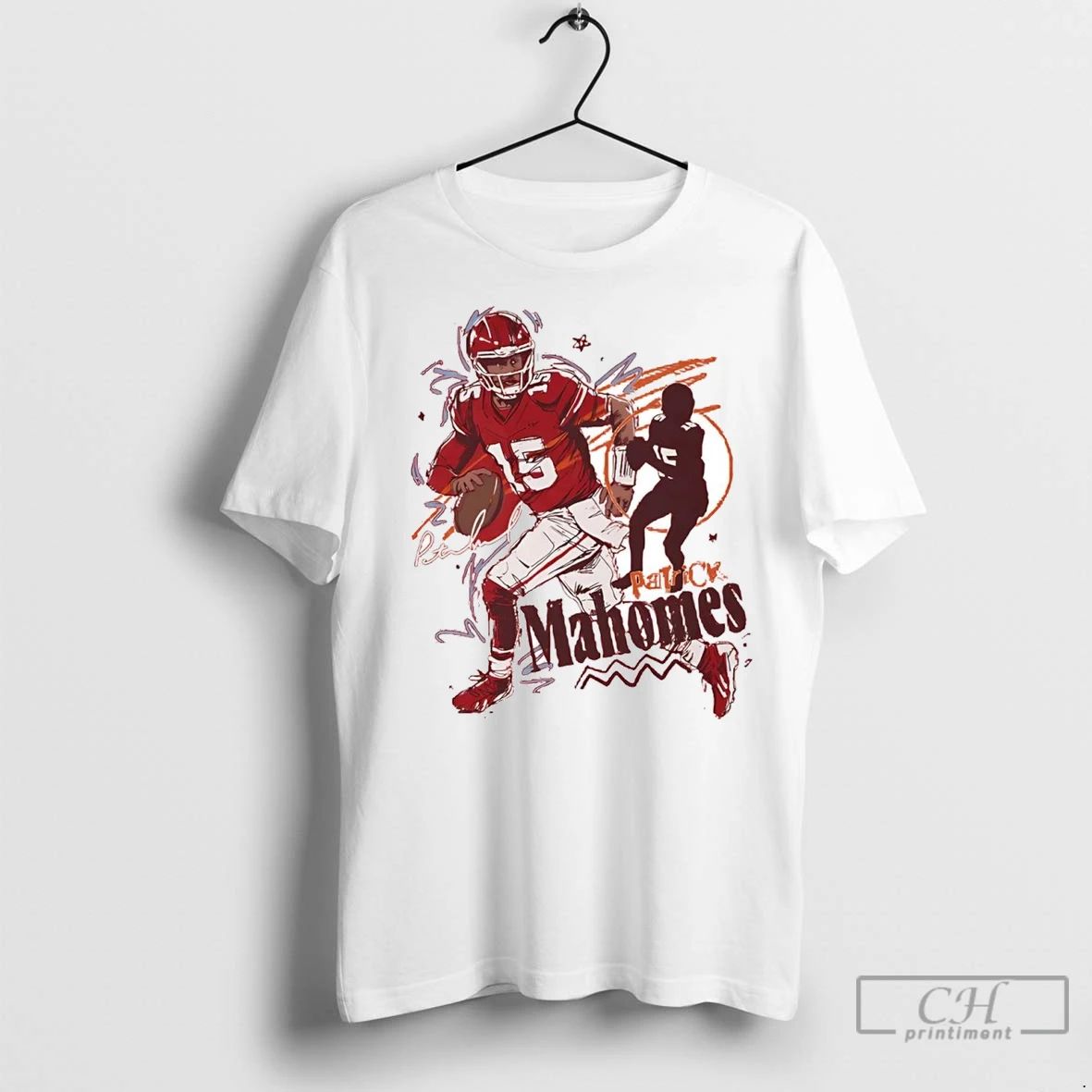 Premium Patrick Mahomes Running Signature Kansas City Chiefs Unisex T-shirt, Sweatshirt, Hoodie, Long Sleeve Tee - T-Shirt, Sweatshirt, Hoodie