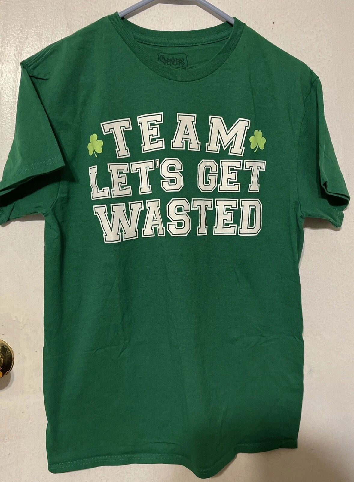 Spencers 1947 Team Let's get wasted T Shirt Medium green clovers 100% Cotton Unisex T-shirt, Sweatshirt, Hoodie, Long Sleeve Tee - T-Shirt, Sweatshirt, Hoodie