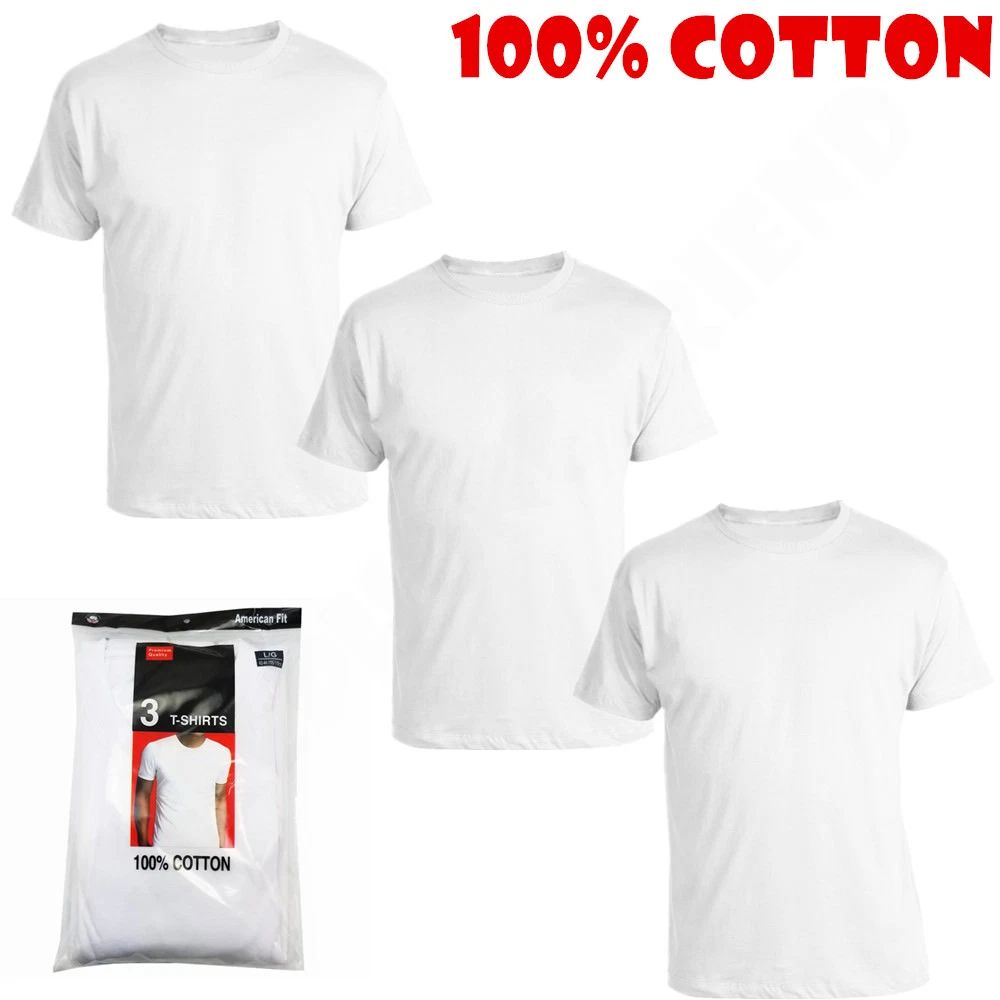 New 3 Pack Mens 100% Cotton Tagless Crew-Neck T-Shirt Undershirt Tee White S-XL Unisex T-shirt, Sweatshirt, Hoodie, Long Sleeve Tee - T-Shirt, Sweatshirt, Hoodie