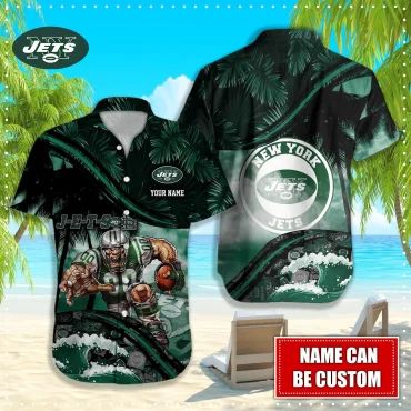 Personalized New York Jets Tropical Beast Hawaiian Shirt Unisex T-shirt, Sweatshirt, Hoodie, Long Sleeve Tee - T-Shirt, Sweatshirt, Hoodie