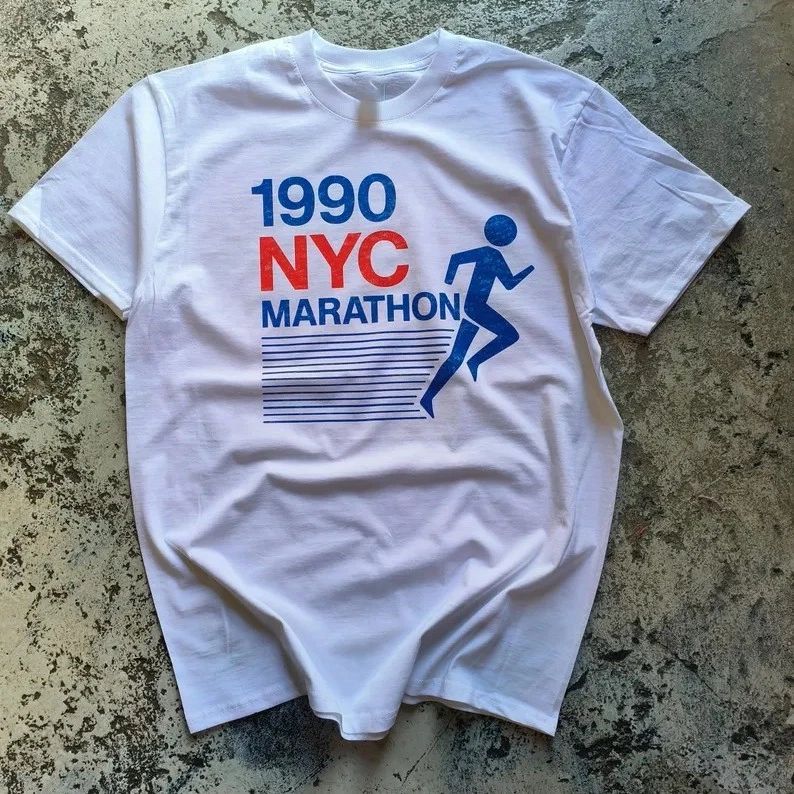 Vintage 1990 NYC Marathon T-Shirt Sweatshirt Hoodie Retro Tee Unisex T-shirt, Sweatshirt, Hoodie, Long Sleeve Tee - T-Shirt, Sweatshirt, Hoodie