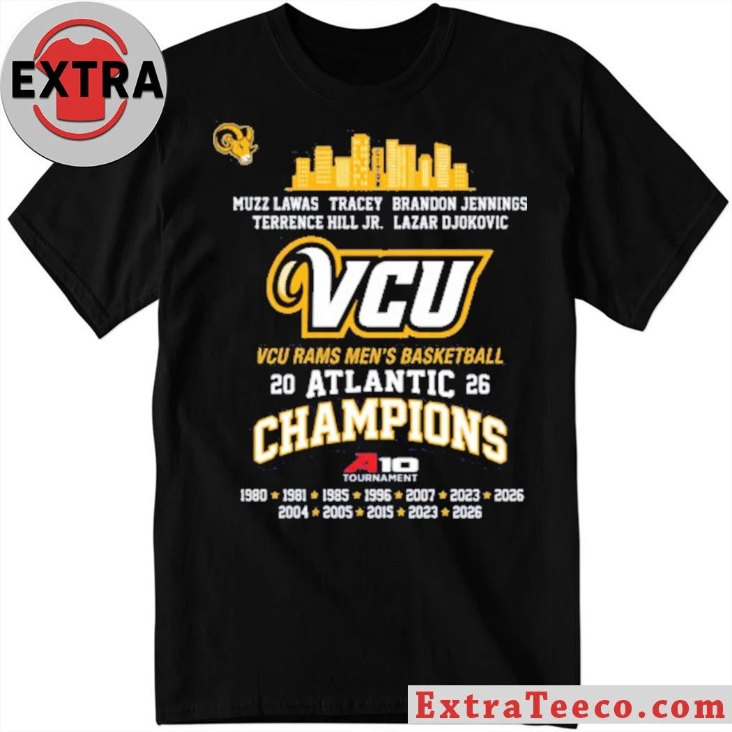 Skyline Vcu Rams Mens Basketball 2026 Atlantic 10 Champions Graphic T-Shirt Unisex T-shirt, Sweatshirt, Hoodie, Long Sleeve Tee - T-Shirt, Sweatshirt, Hoodie