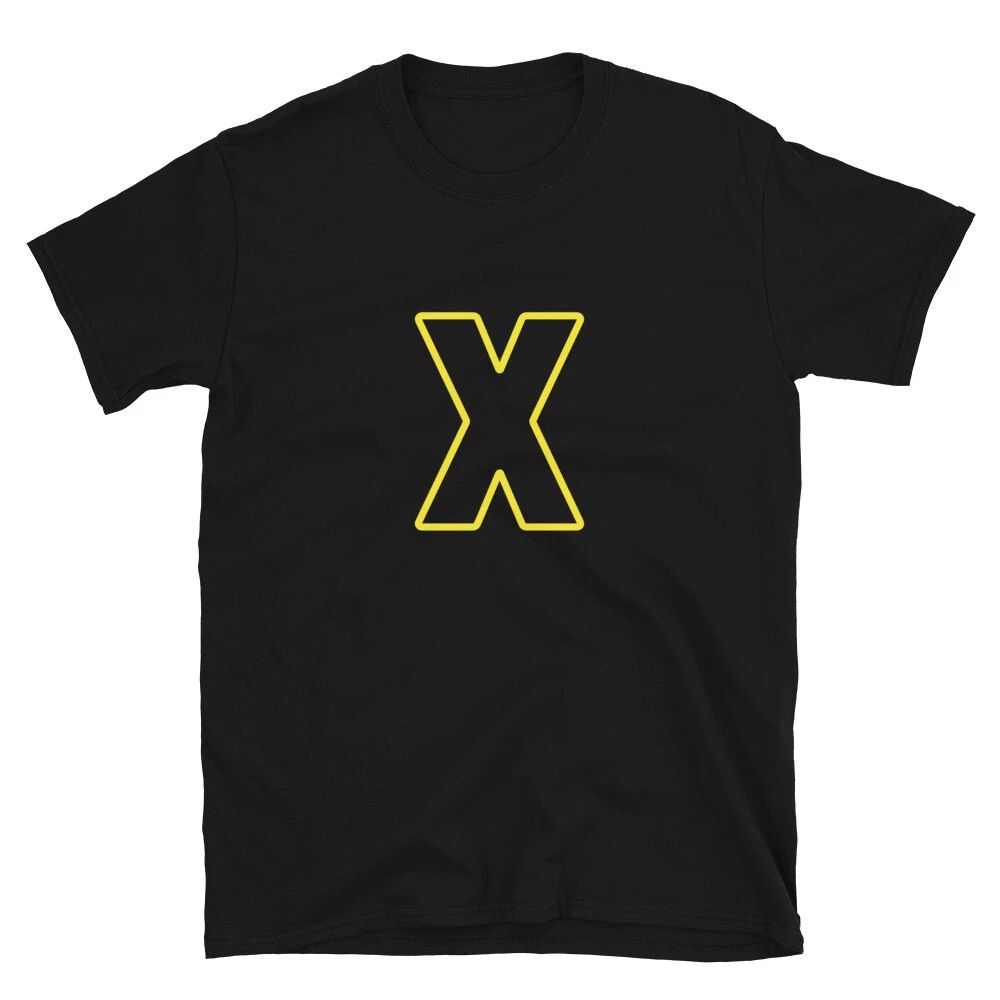 Letter  X Yellow Bold Font Simple Black T-Shirt Unisex T-shirt, Sweatshirt, Hoodie, Long Sleeve Tee - T-Shirt, Sweatshirt, Hoodie